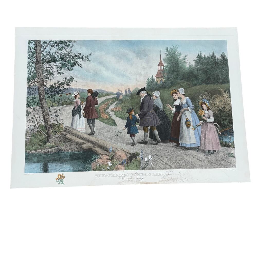 Brownscombe Sunday Morning in Sleepy Hollow Washington Irving Art Print Etching